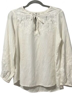 Target woman Boho Embroidered Eyelet Blouse white size 12